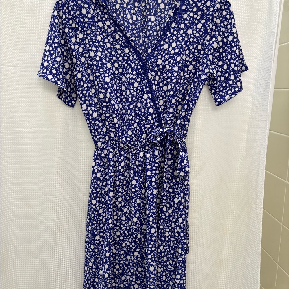 Sienna Sky Navy and White Patterned Midi Dress